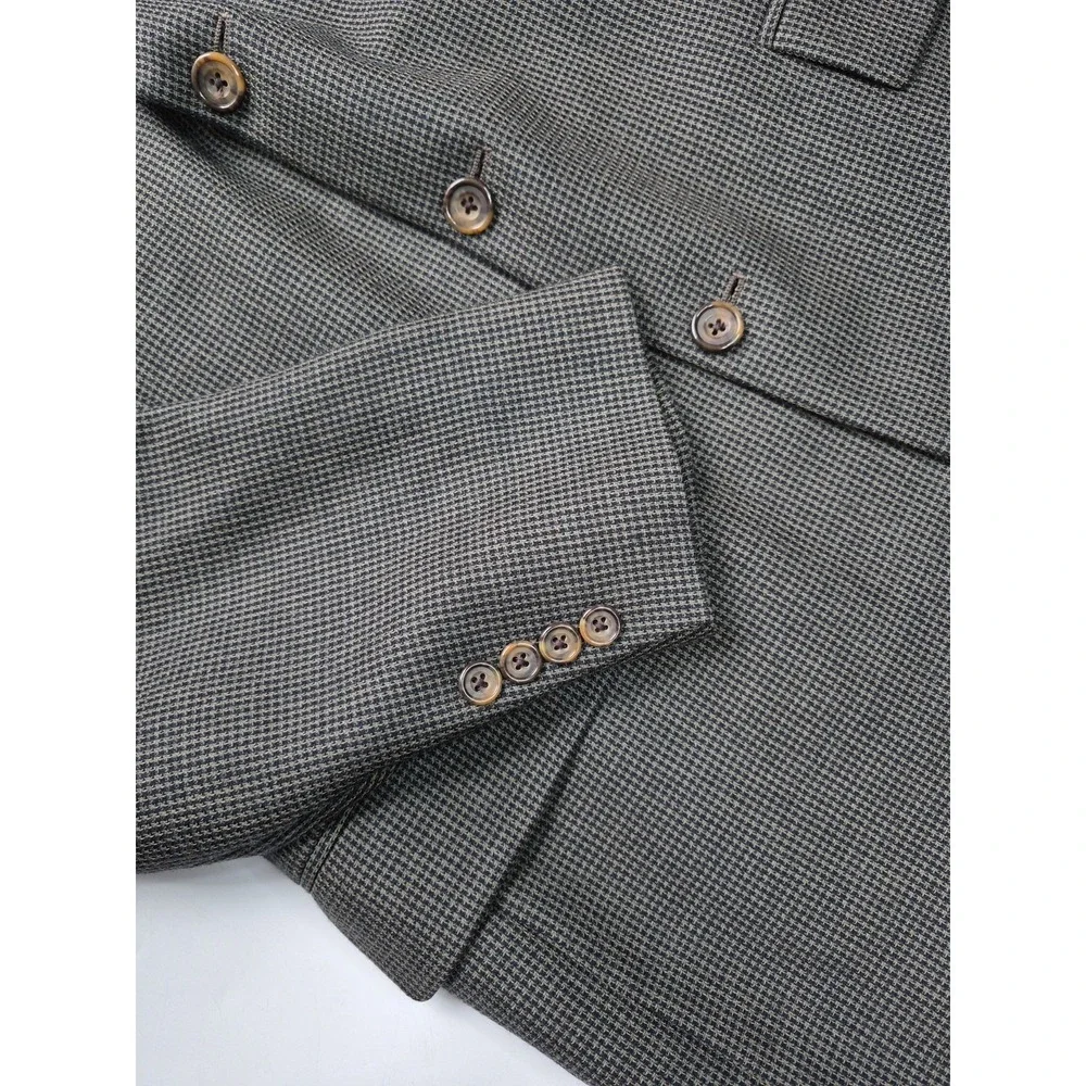 Oscar De La Renta 42R Olive Black Wool Blazer 3 Button Sport Coat Mens